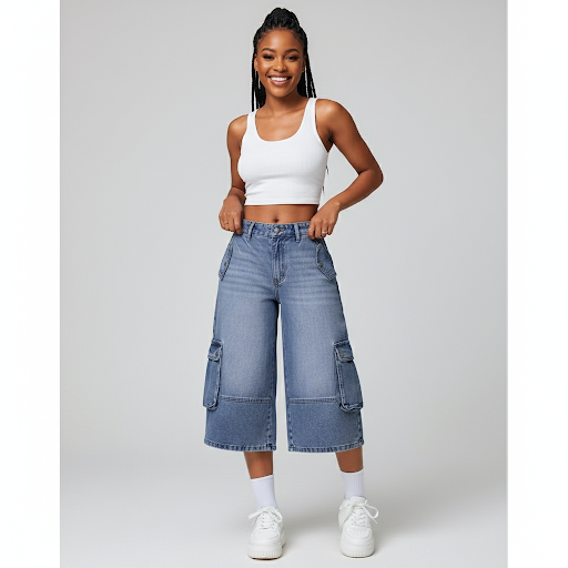 Denim Capri Shorts Pants