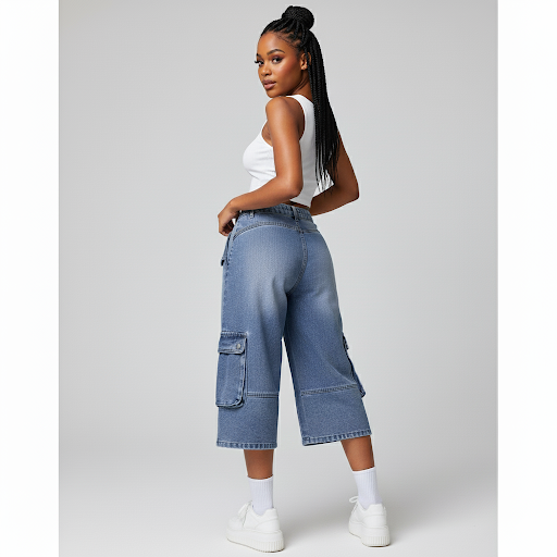 Denim Capri Shorts Pants
