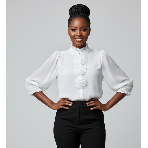 Vintage Floral Rhinestone Sweet Slim Puff Sleeve Blouse