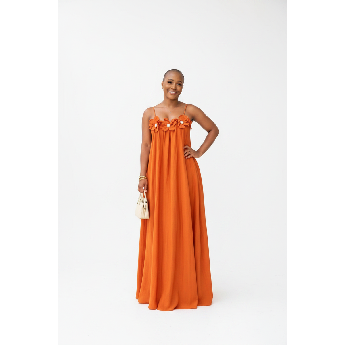 Women's Floral Appliqué Flowing Maxi Dress – view 2