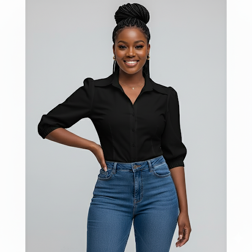 Women's Puff 3/4 Sleeve Sweaters Shirt Top