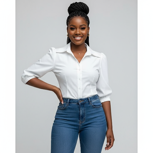 Women's Puff 3/4 Sleeve Sweaters Shirt Top