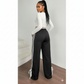 Side Contrast White Tape Elastic Waist Pants