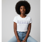Embossed BLESSED Turn-up Sleeve T-Shirt