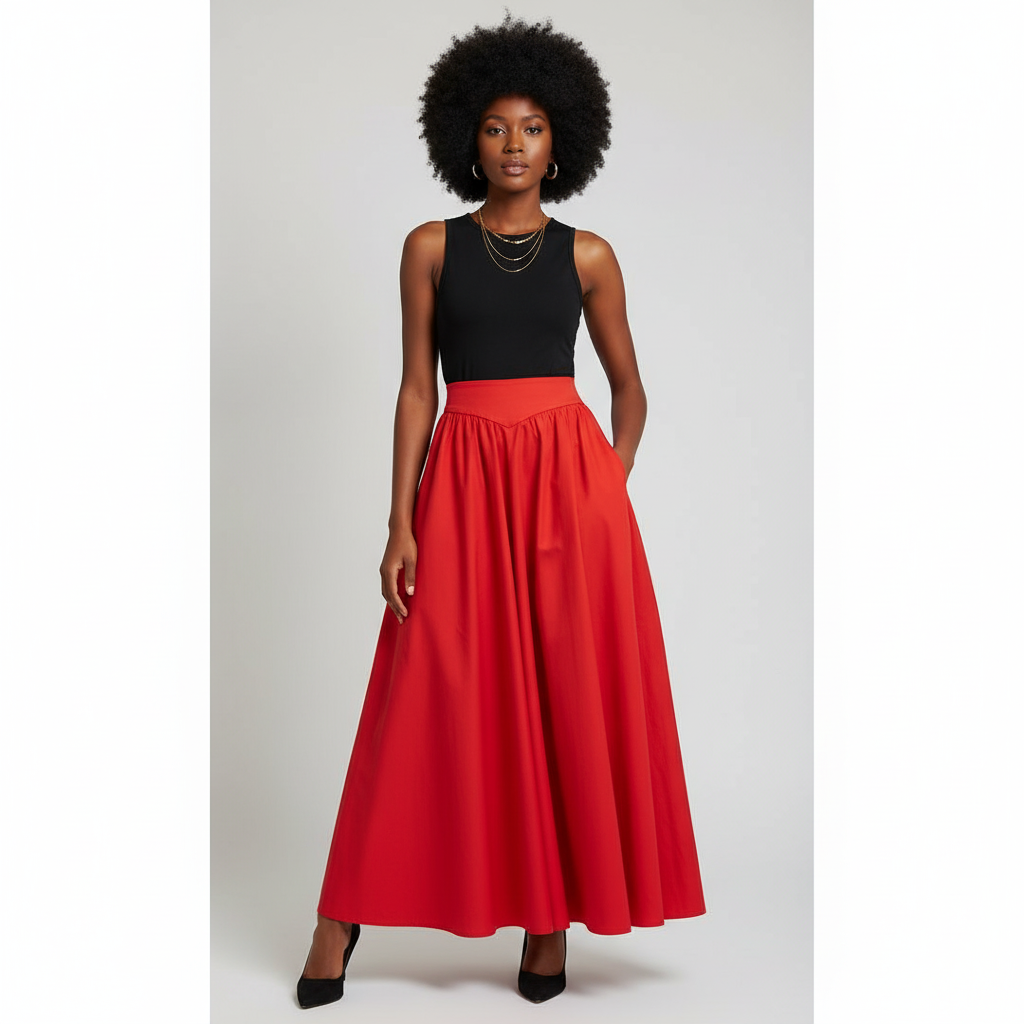 Elegant High-Waisted Pleated Maxi Dress