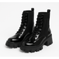 Ribbed Detailed Lace Up Combat Ankle Boots