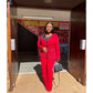 Women's Blanket-Stitch Trim Cardigan & Wide-Leg Pants Set