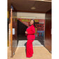 Women's Blanket-Stitch Trim Cardigan & Wide-Leg Pants Set