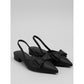 Thick Heel Low Heel Bow Pointed Toe Backless Slip-On Flats