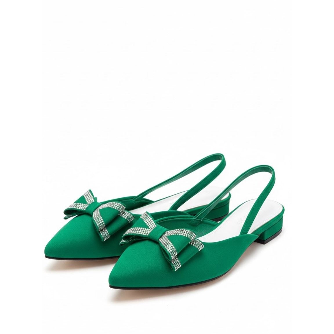 Thick Heel Low Heel Bow Pointed Toe Backless Slip-On Flats