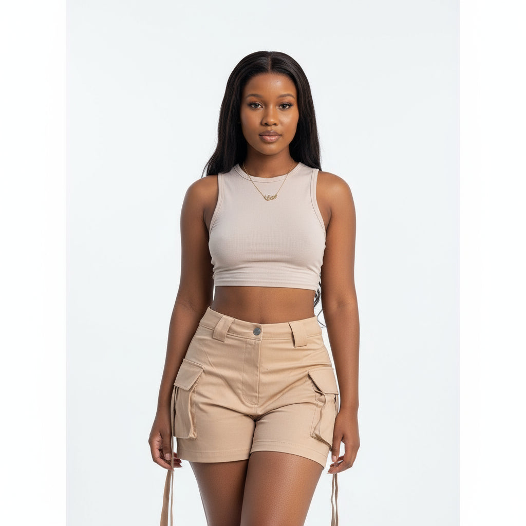 High Waist Work Wear Wide Leg Short Pants