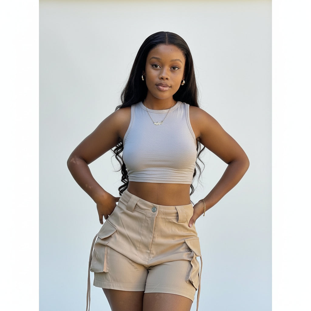 High Waist Work Wear Wide Leg Short Pants