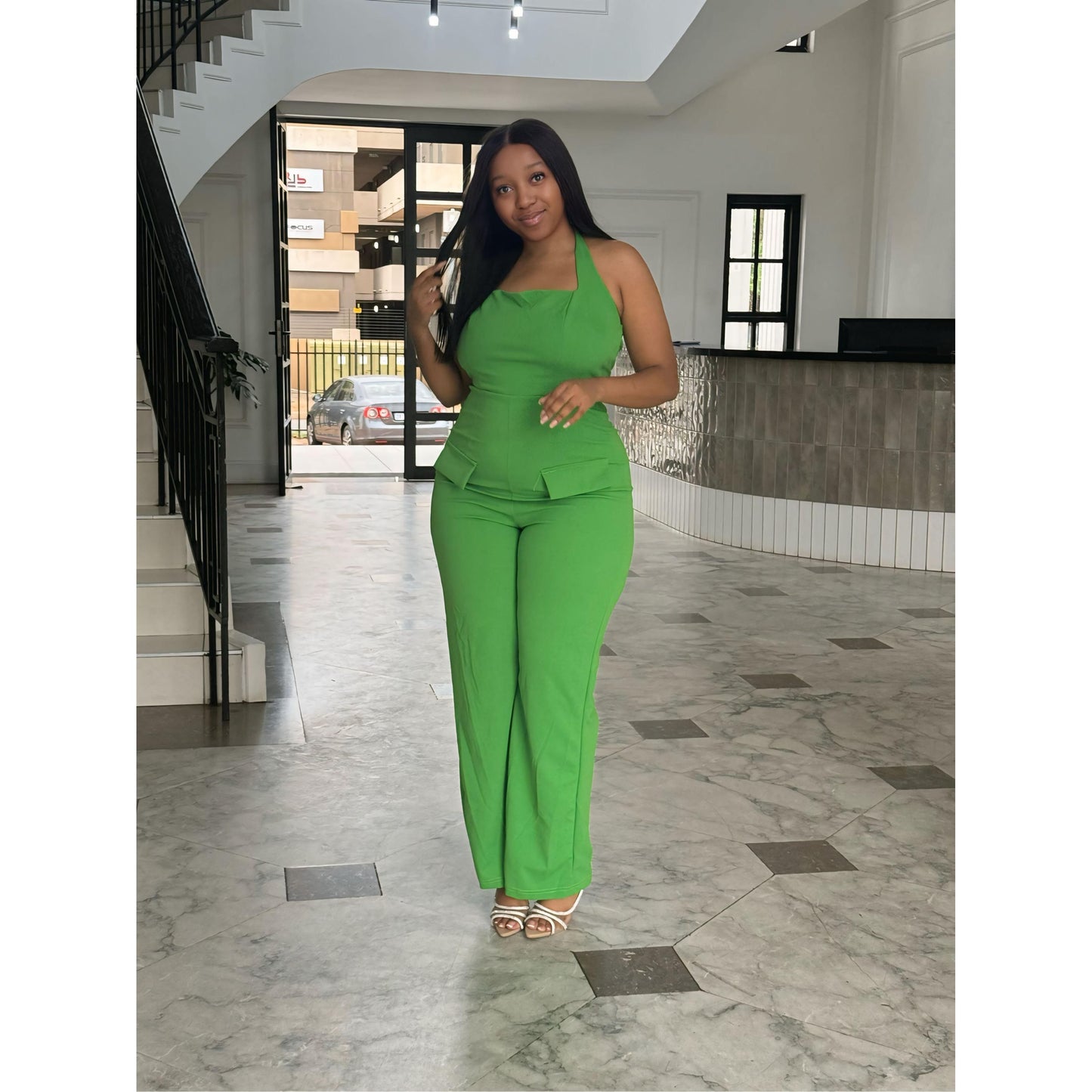 Sleeveless Wide Leg Cargo Jumpsuit.