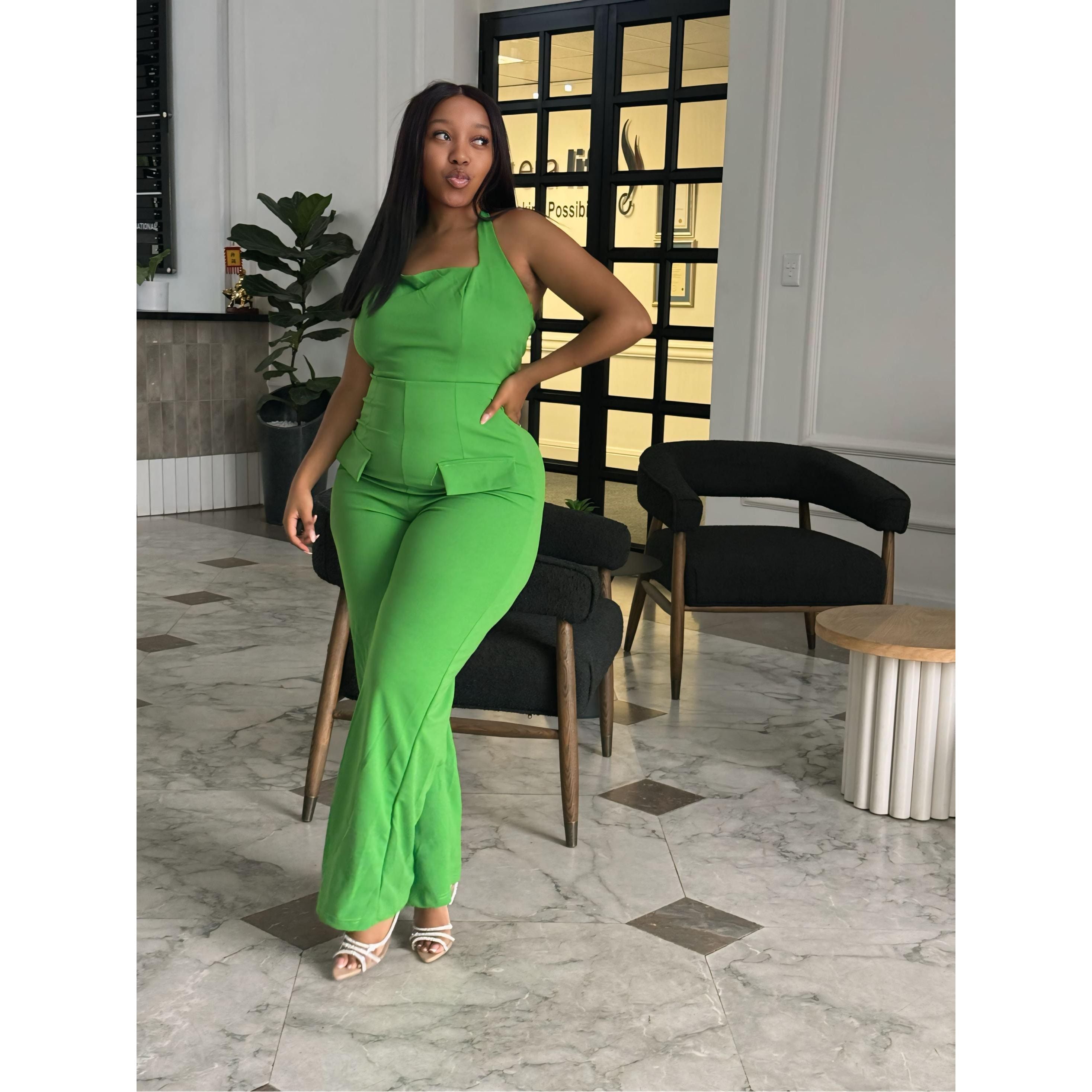 Sleeveless Wide Leg Cargo Jumpsuit.