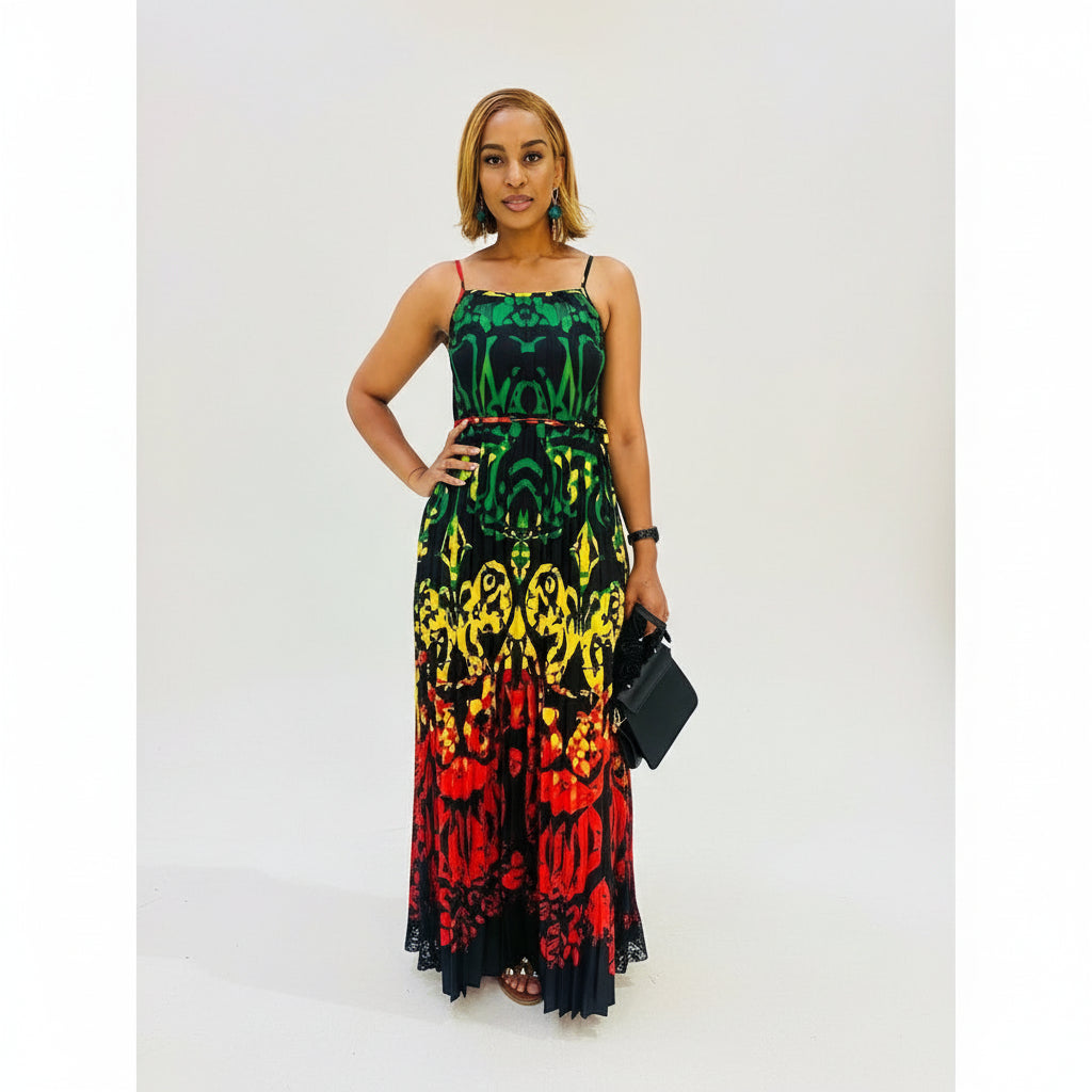 Rasta Sleeveless Maxi Summer Dress