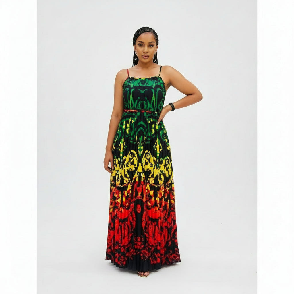 Rasta Sleeveless Maxi Summer Dress