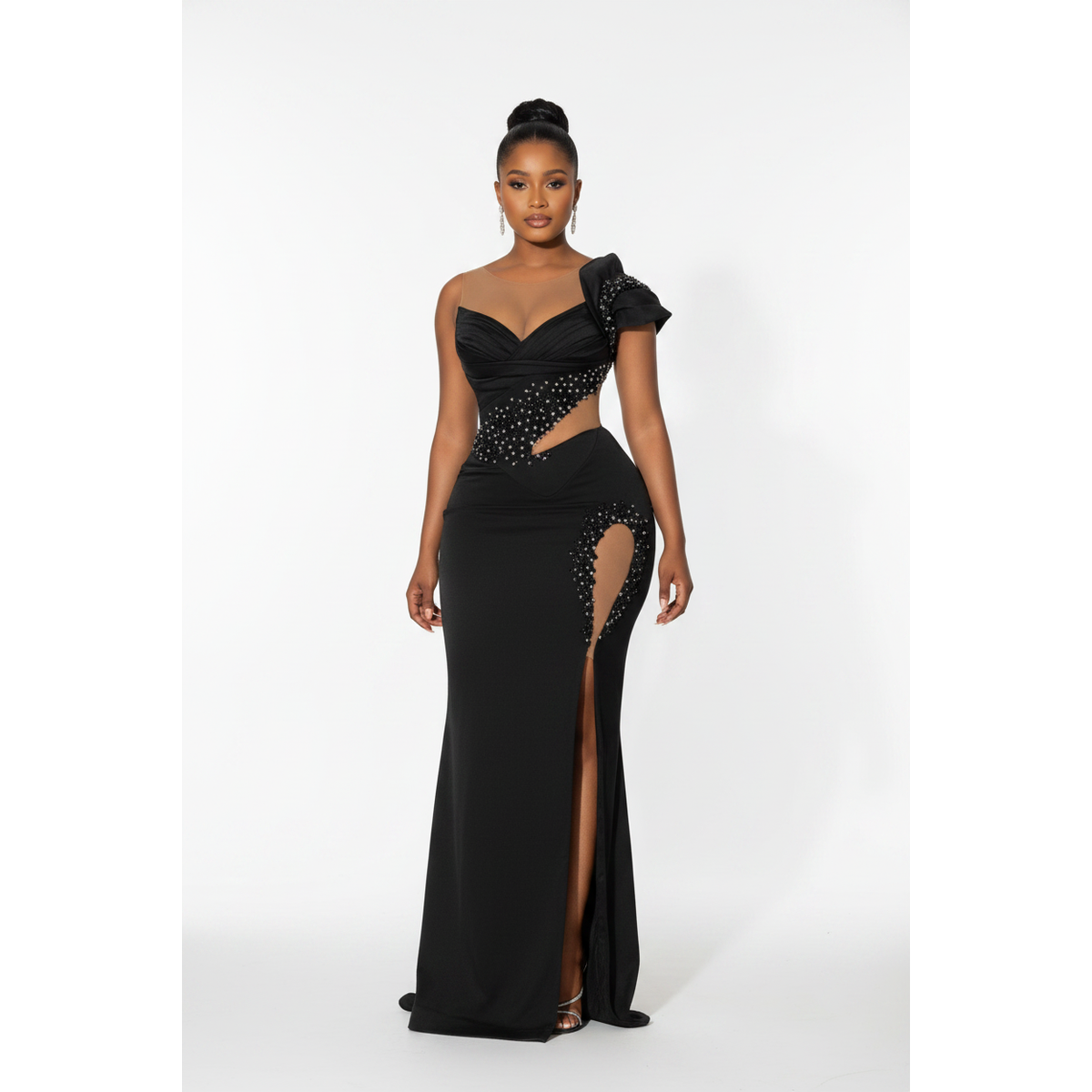 Side Slit Bead Detailed Dress