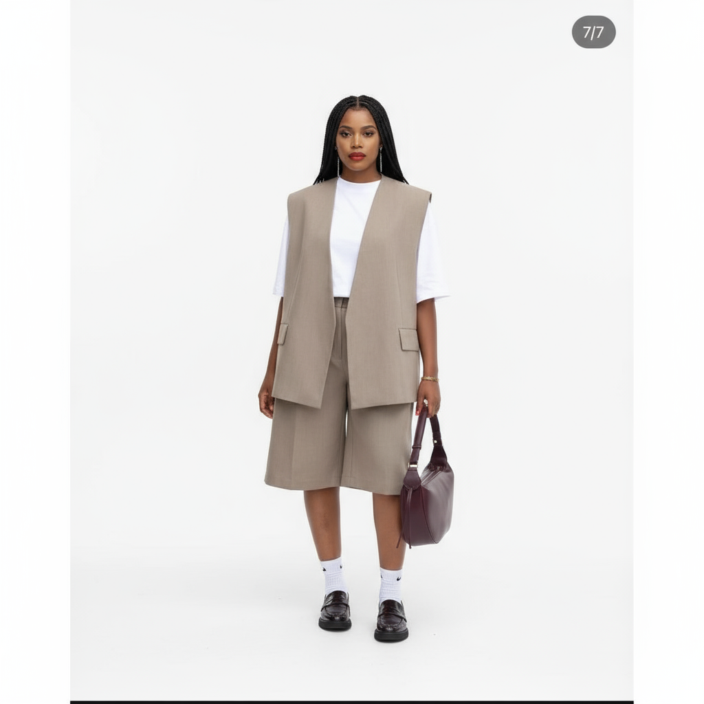 Plus size formal wear high short and waist blazer Set