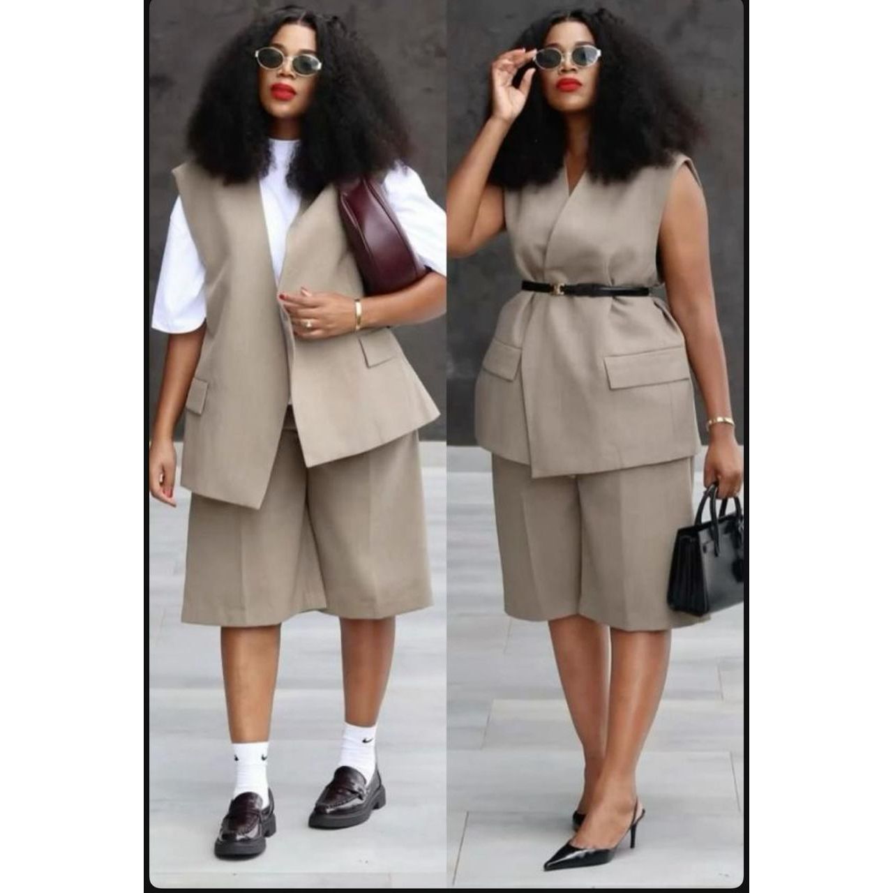 Plus size formal wear high short and waist blazer Set