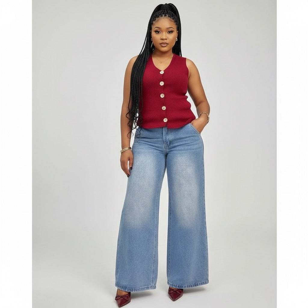 Palazzo Casual Straight Stretching Spring And Summer Jeans