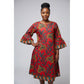3/4 Sleeves Midi Ankara Dress