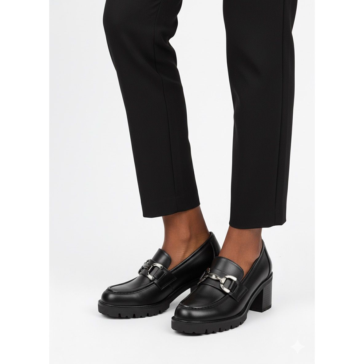 Women’s Block Heel Loafers – Chunky Slip-On Shoes