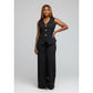Sleeveless Button Front Vest Blazer & Wide Leg Pants