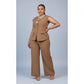 Sleeveless Button Front Vest Blazer & Wide Leg Pants
