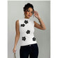 Elegant Floral Embellished Sleeveless Slim Fit Style Top