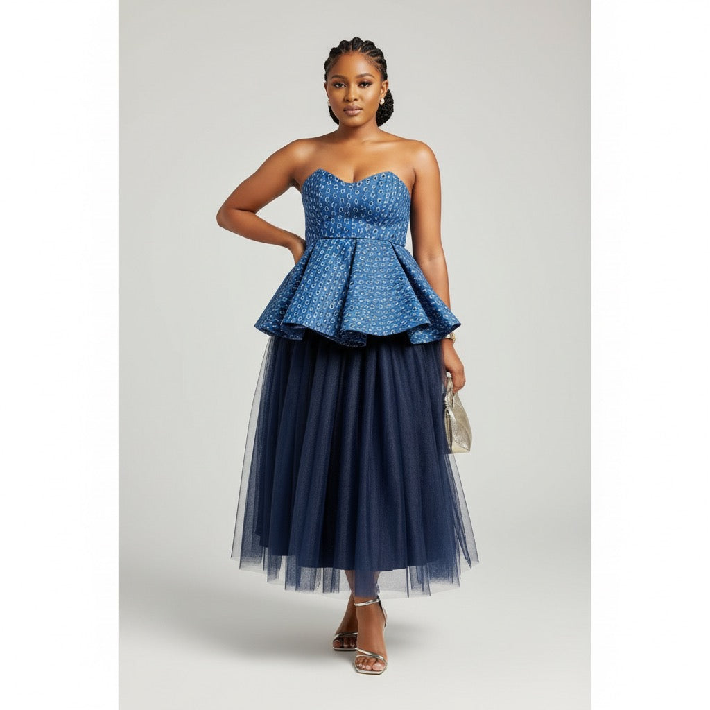 Boobtube Elegant African Print Top and Tulle Skirt 2 Piece Set