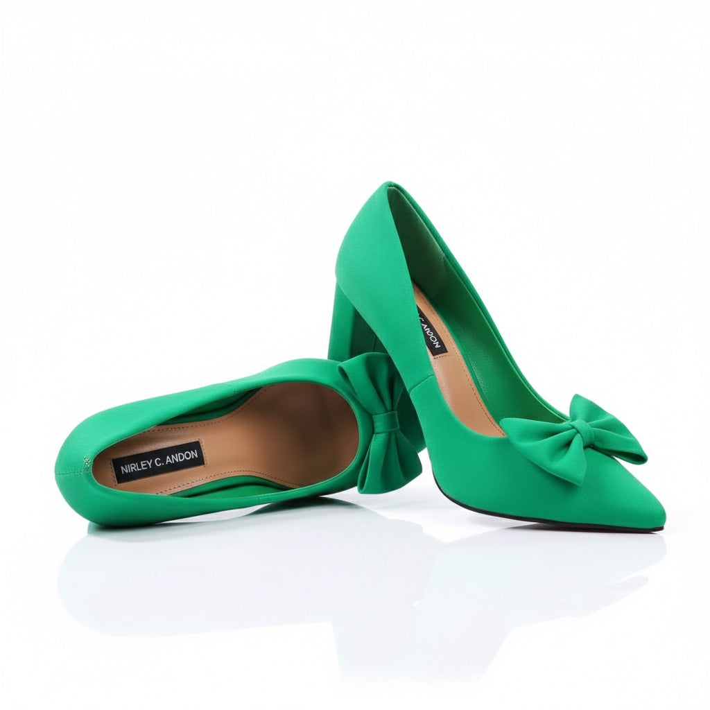 Thick Heel Bowknot Rhinestone Heels