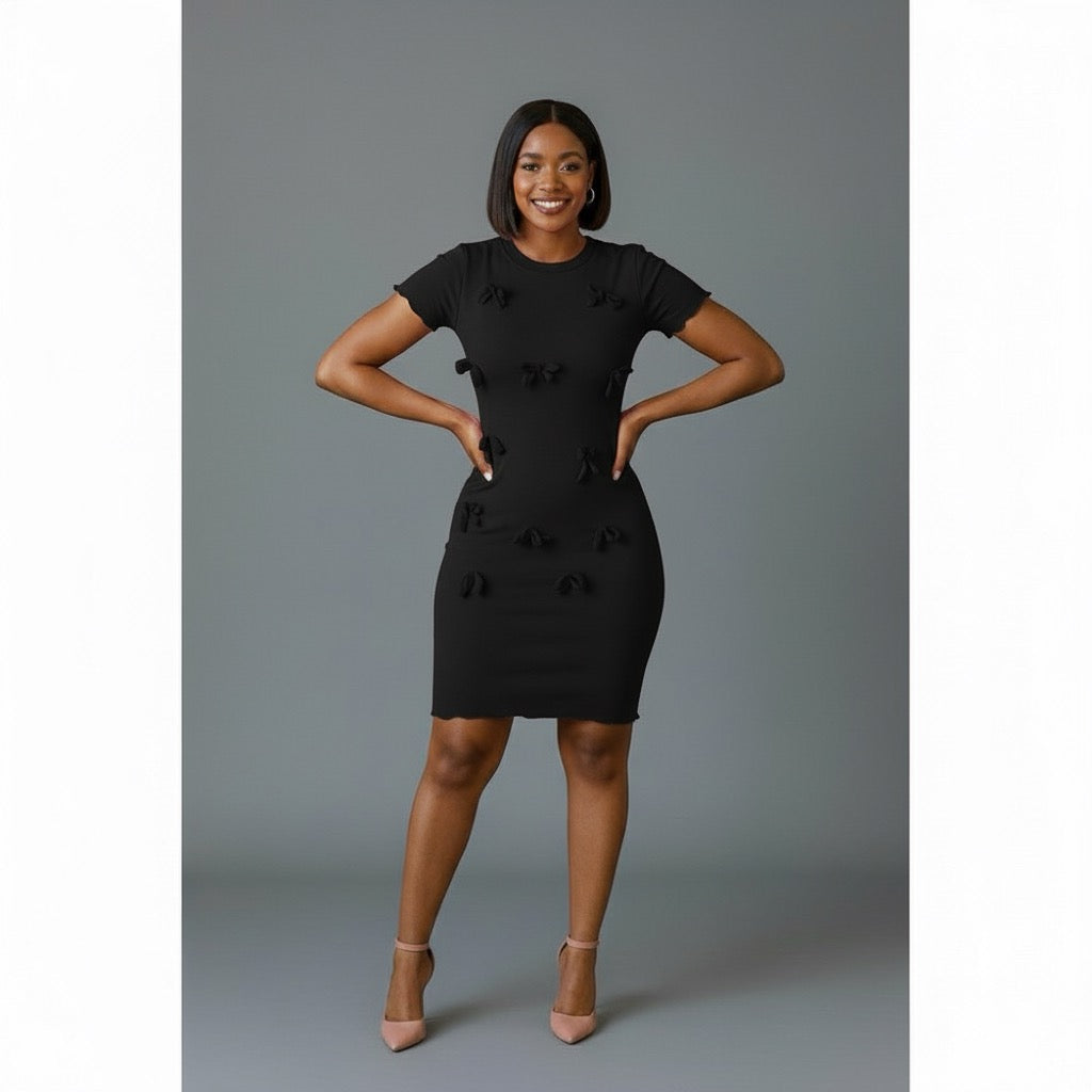 Short Sleeve Mini Knit Dress