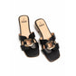 Classic Block Heel Sandals with Gold Detail