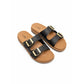 Flat Sandals with Gold Buckles