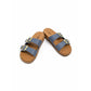 Flat Sandals with Gold Buckles