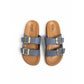 Flat Sandals with Gold Buckles