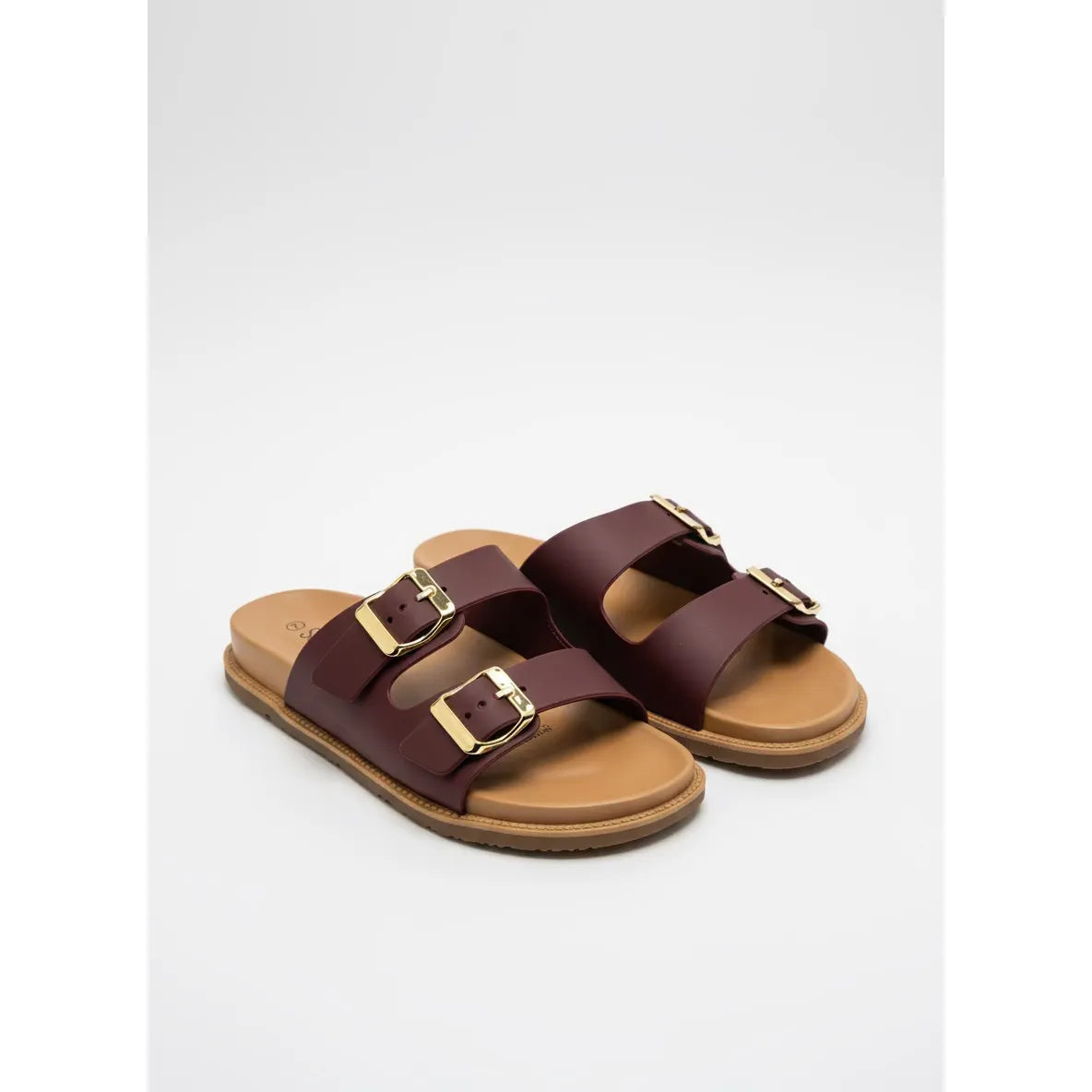 Flat Sandals with Gold Buckles