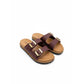 Flat Sandals with Gold Buckles