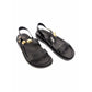 Flat Sandals with Double Strap and Gold Studs