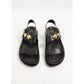 Flat Sandals with Double Strap and Gold Studs