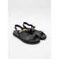 Flat Sandals with Double Strap and Gold Studs