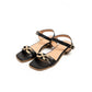 Elegant Block Heel Sandals with Gold Chain Design