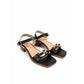 Elegant Block Heel Sandals with Gold Chain Design
