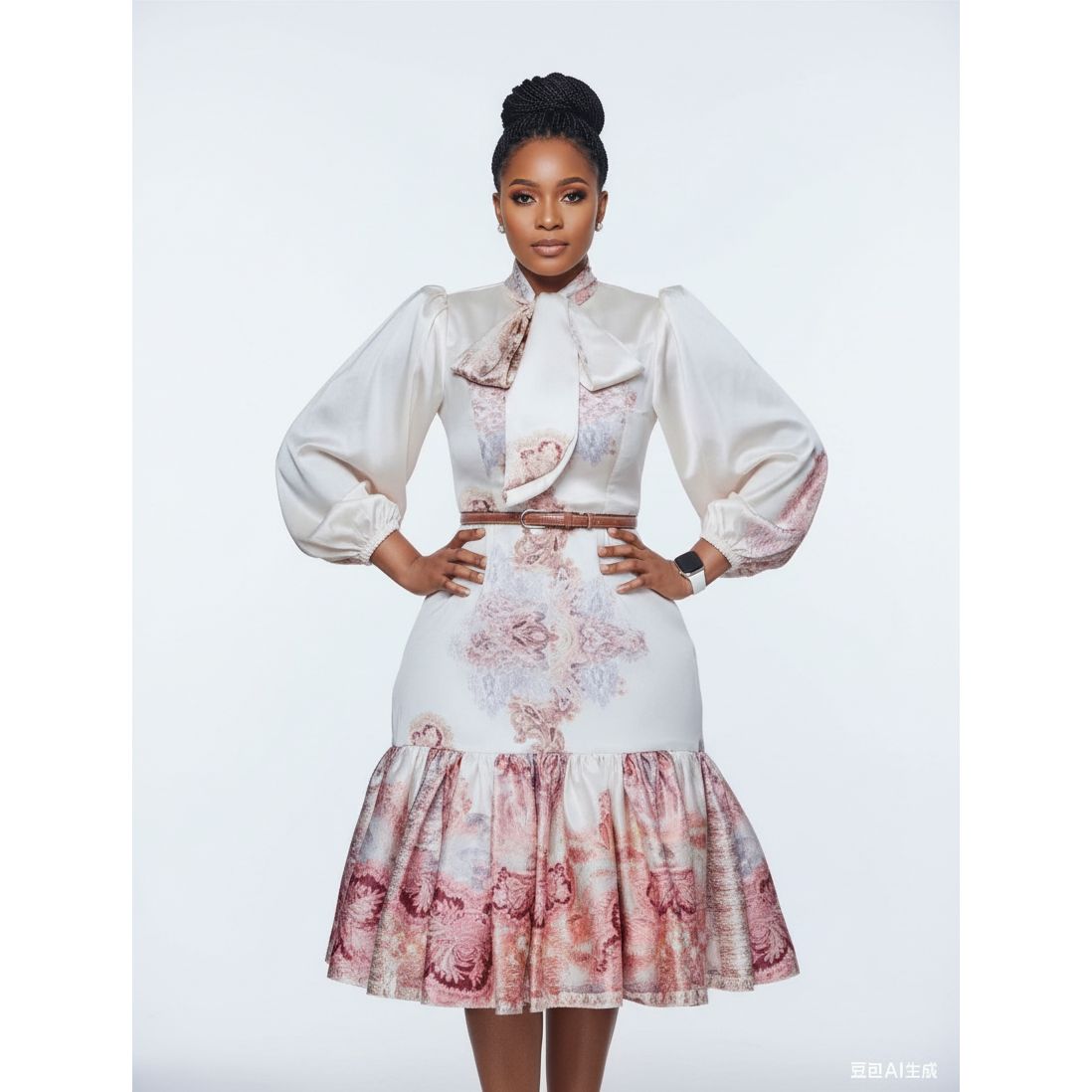 Floral Print Bottom Pleated Dress