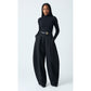 Front Pleat Barrel Wide Leg Pants