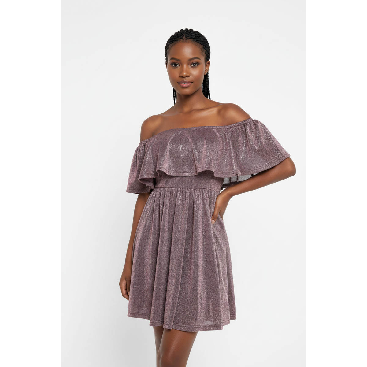 Off Shoulder Glitter Dress 