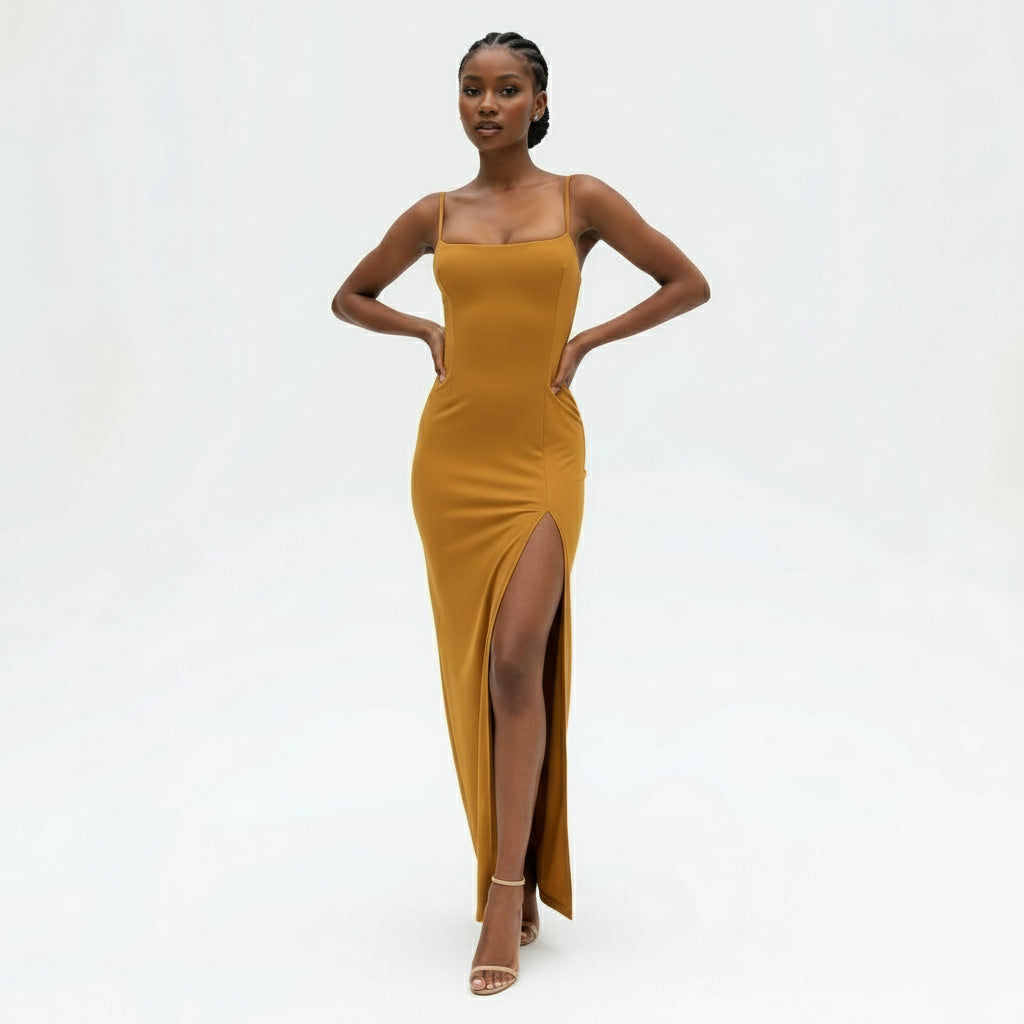 Women Backless Split Dress