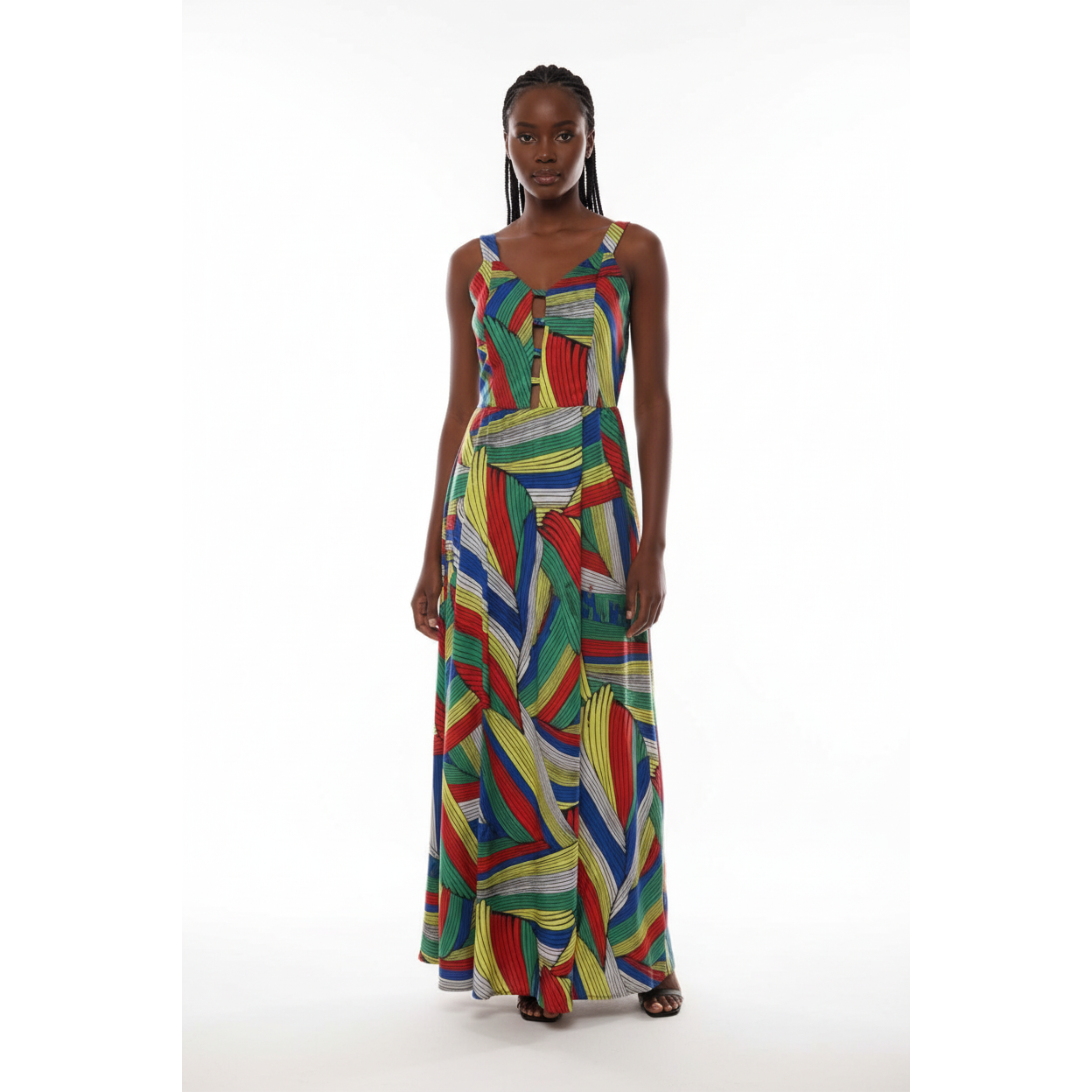 V-Neck Sleeveless Print Maxi Dress 