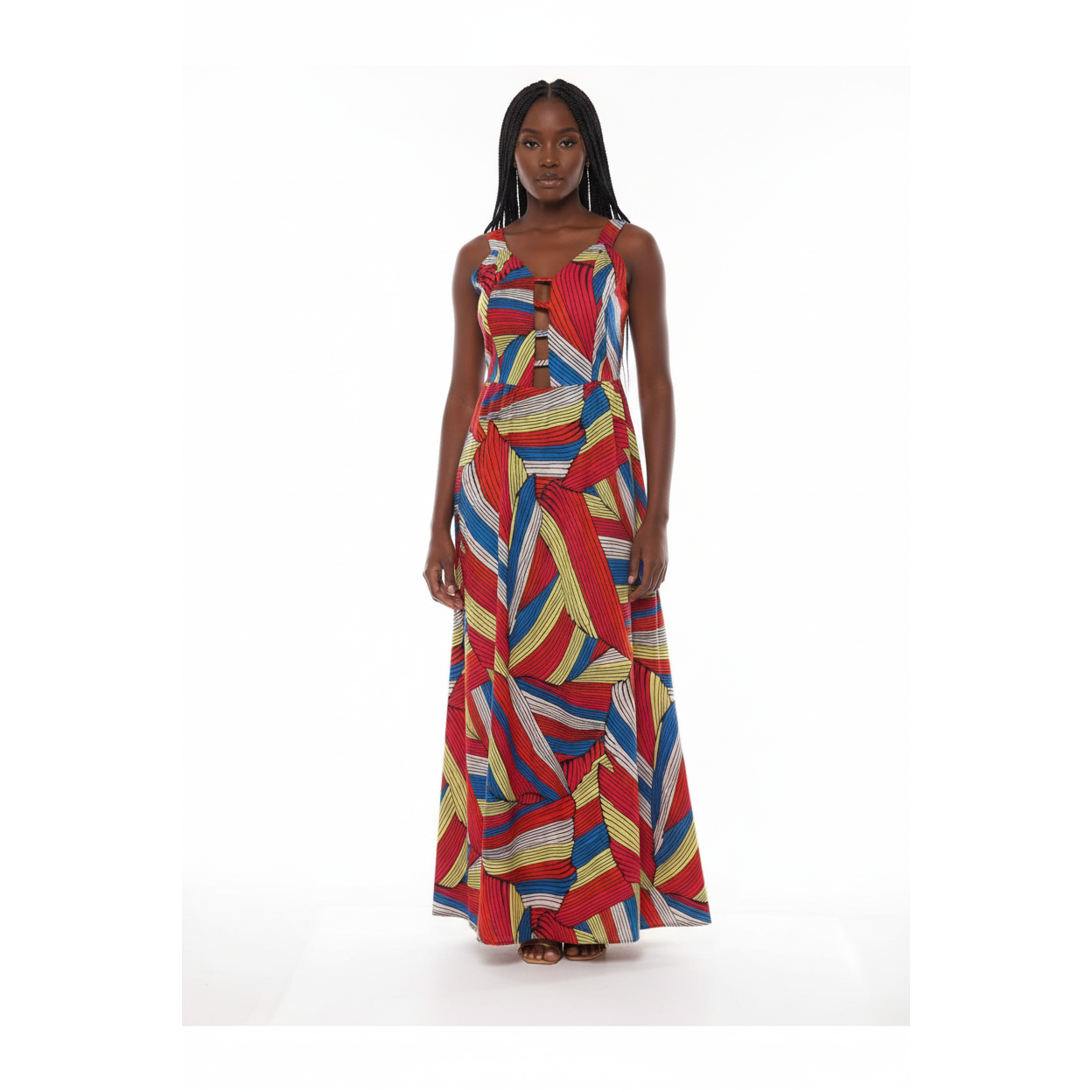V-Neck Sleeveless Print Maxi Dress 