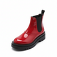 Leather Platform Flat Short Boots